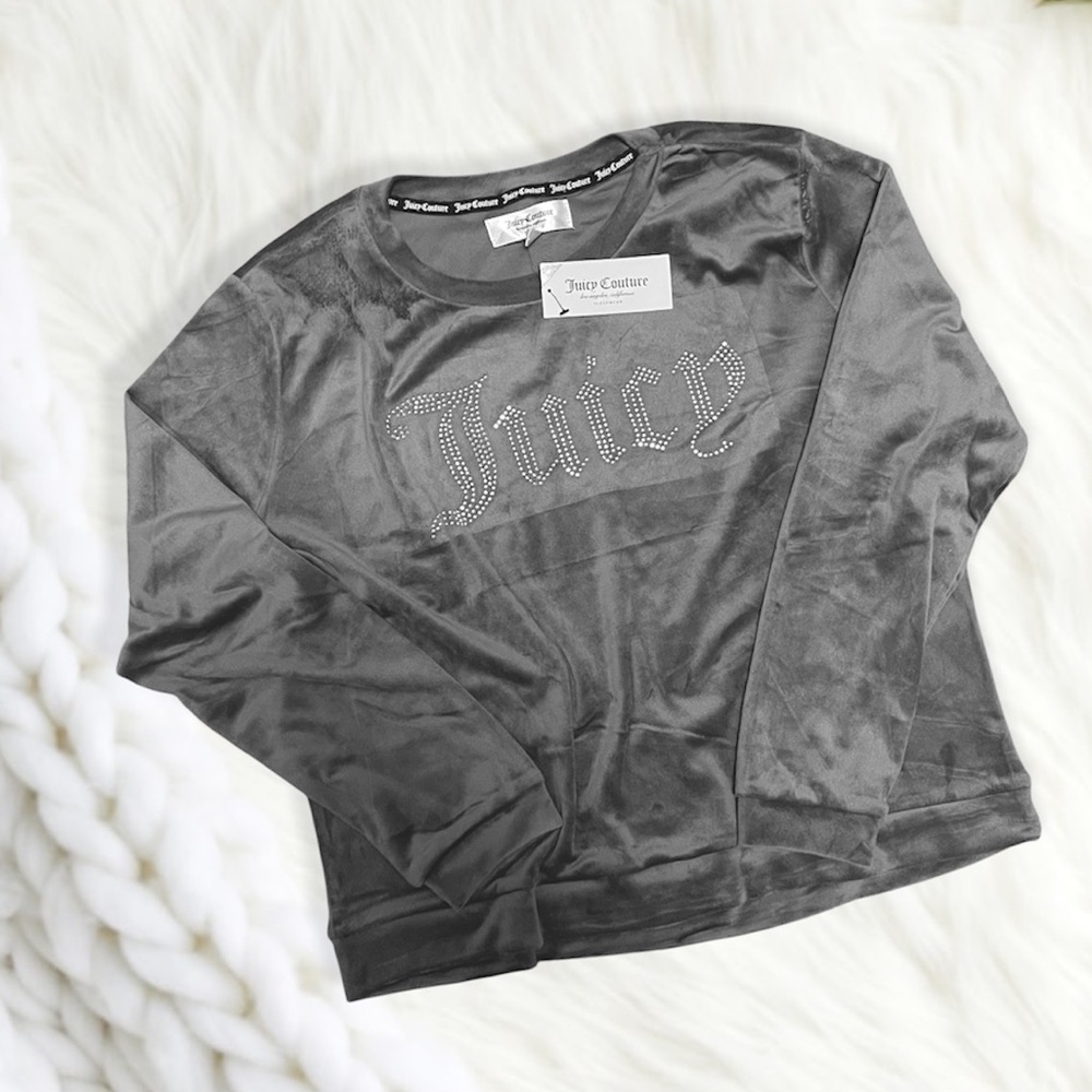 *NWT Juicy Couture Gray Soft Velour Pajama Loungewear Athleisure Set - Picture 2 of 4